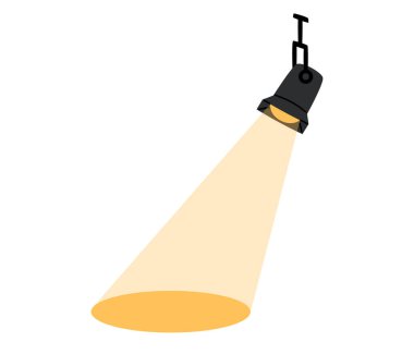 Spot ışığı simgesi. Sahne ışığı sembolü. Etkinlik, konser, performans, Tiyatro Günü çıkartmaları Düz Vektör