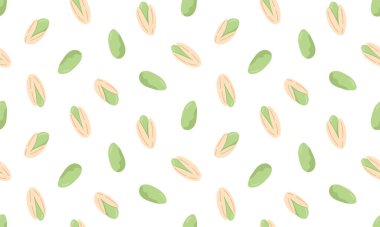 Pistachio pürüzsüz desen. Fındık ve tohum tasarımı. Vejetaryen gıda malzemeleri. Vektör
