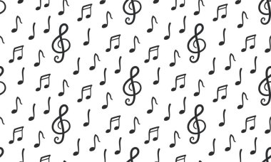 Müzik notaları kusursuz. Siyah üçlü anahtar. Müzik geçmişi. Düz Vektör