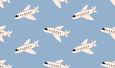 Uçan uçaklarda kusursuz desen. Seyahat geçmişi. El çizimi vektör