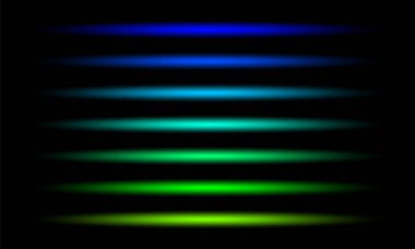 Parlayan neon çizgiler. Lazer ve parlak neon ışık. Mavi, yeşil ışıklar. Vektör illüstrasyonu