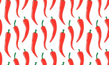 Kırmızı acı biberli kusursuz desen. Baharatlı sebze arka planı. Sağlıklı vejetaryen yemekleri.