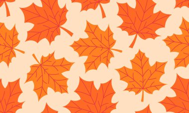 Düşüş geriye kusursuz bir kalıp bırakır. Sonbahar akçaağaç yaprağı arka planı. El çizimi düz vektör