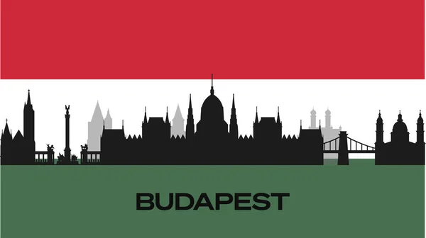 Silhueta Edifícios Importantes Cidade Com Bandeira Hungria Silhueta Vetorial Dos — Vetor de Stock