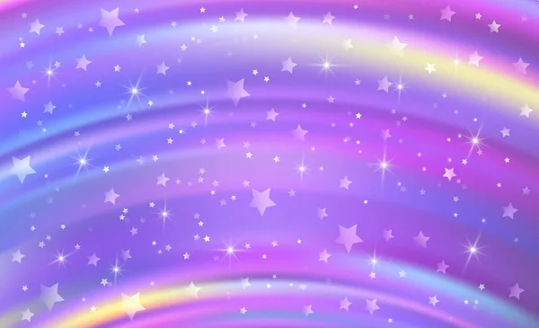 Fantasy Purple Rainbow Background Sparkling Stars Design Vector Illustration Children — Stock Vector