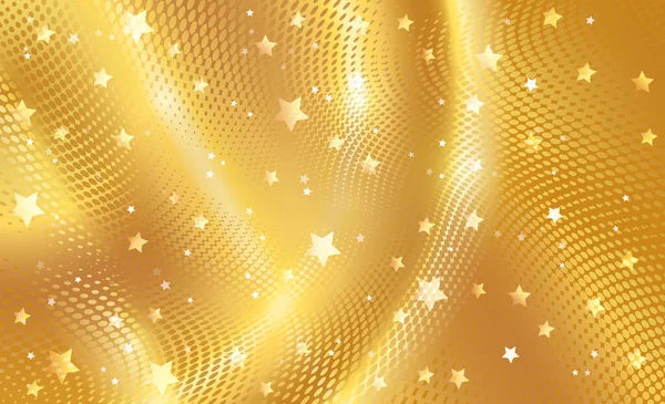 Gold background with texture and stars. Vector image.