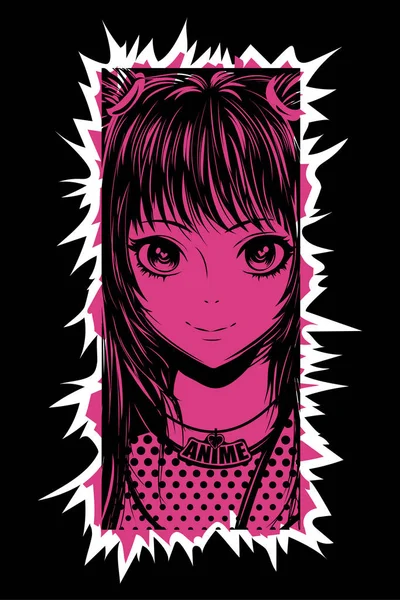 Hermosa Chica Estilo Anime Ilustración Vectorial Aislada Sobre Fondo — Archivo Imágenes Vectoriales