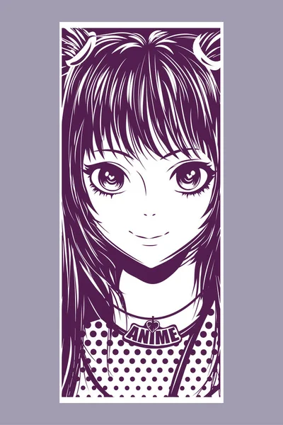 Aranyos Lány Anime Stílusban Vektor Illusztráció Elkülönítve Háttérben — Stock Vector