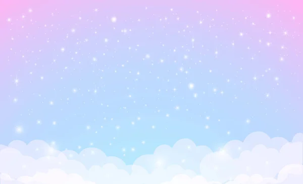 蓝天和粉红天空的迷人背景闪烁着星光 儿童的病媒说明 — 图库矢量图片