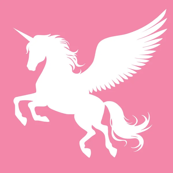 Unicorn Dengan Sayap Siluet Pegasus Vektor Romantis - Stok Vektor