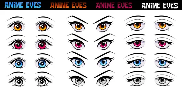 Conjunto Tipos Olhos Estilo Anime Mangá Imagem Separada Fundo Branco — Vetor de Stock