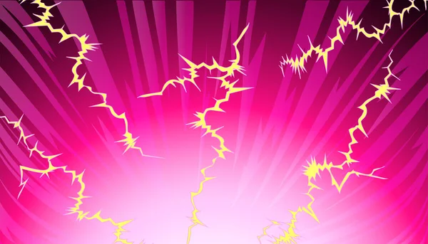 宇宙での雷と暗いピンクの背景 マンガやアニメのベクトル画像 — ストックベクタ