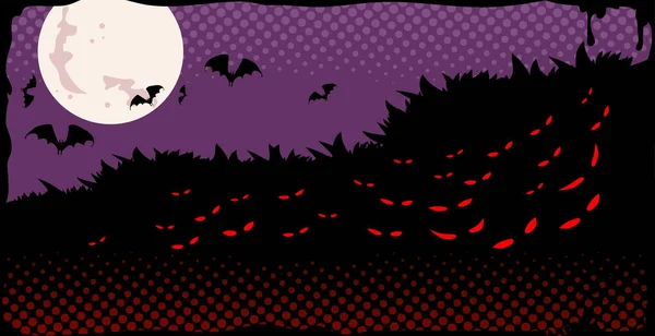 Background Full Moon Red Eyes Approaching Monsters — Stock Vector
