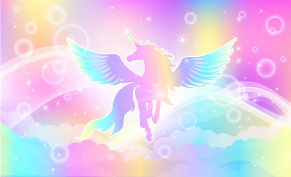 Fantasy Rainbow Background Sparkling Stars Design - Stok Vektor