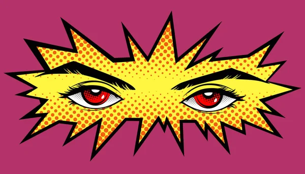 壁の隙間から赤い目が覗き見する漫画風 — ストックベクタ