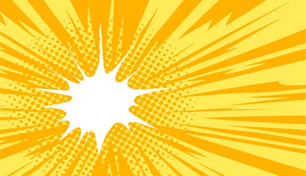 動きのダイナミックなラインと黄色の背景 光と爆発の光線 — ストックベクタ