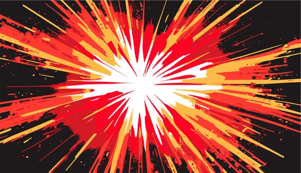 Geel Rood Zwarte Achtergrond Met Explosieve Krachtlijnen — Stockvector