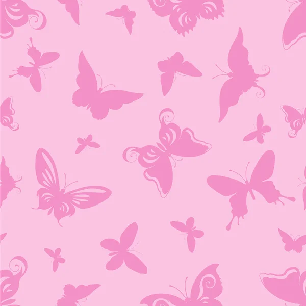 Płynny Wzór Różowymi Motylami Różowym Tle — Wektor stockowy