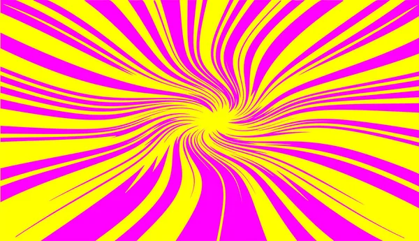 宇宙にらせん状の漏斗線を持つ黄色ピンクの背景 — ストックベクタ