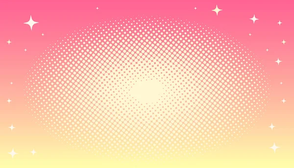 Полутоновый Розовый Цвет Жёлтым Фоном Манге Стиле Комиксов Симпатичный Кавайский — стоковый вектор
