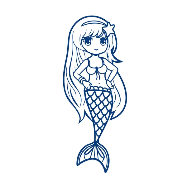 Cute Little Mermaid Design White Background Little Mermaid Coloring Book — Stock Vector