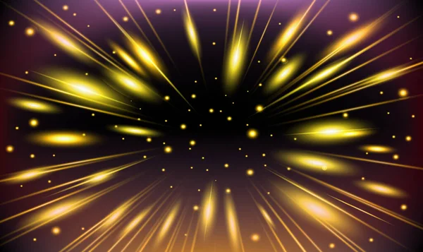Олд Жовті Світяться Лінії Частинки Сильної Енергії Магія Чорному Просторі — стоковий вектор