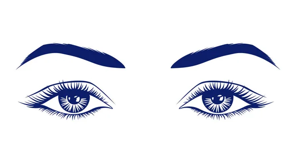 Realistiska Kvinnliga Ögon Med Ögonbryn Och Långa Ögonfransar Utseendet Flicka — Stock vektor