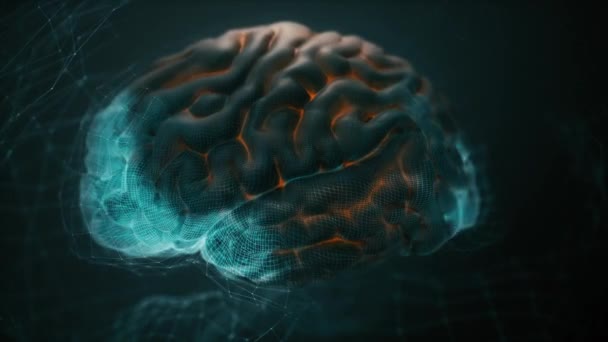Концепция Искусственного Интеллекта Нейронных Сетей Виде Мозга Анимация Мозга Искусственного — стоковое видео