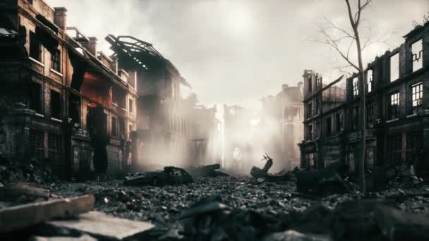 Zniszczyli Domy Ataku Rakietowym Miasto Konsekwencje Bombardowaniu Miasta — Wideo stockowe