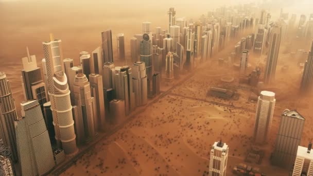 Sandsturm Der Stadt Dubai Mit Sand Bedeckt — Stockvideo