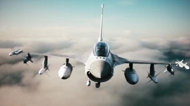 F-16 Savaşan Şahinler. F-16 askeri Amerikan jet uçağı.