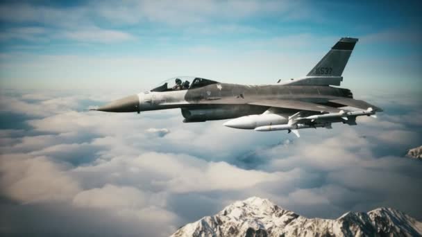 Amerikan Savaş Uçağı Gökyüzünde Askeri Savaşçı — Stok video