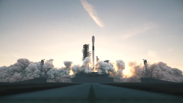 Avaruusraketti Laukaistiin Avaruussatamasta Avaruusjärjestelmä Avaruusaluksen Laukaisu — kuvapankkivideo