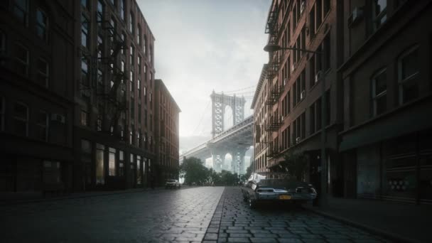 Pont Manhattan Depuis Rue Washington Brooklyn New York Séquence Vidéo Libre De Droits