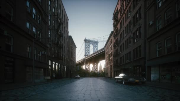 Pont Manhattan Depuis Washington Street Pont Manhattan Depuis Zone Dumbo Séquence Vidéo