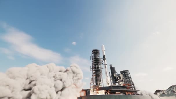 Het Ruimteschip Vertrekt Ruimteraket Stijgt Lucht Succesvolle Rocket Lancering Ruimteraketlancering — Stockvideo