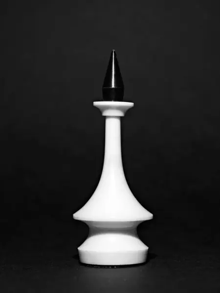 Weiße Schachfigur Auf Schwarzem Hintergrund Schwarz Weiß Foto lizenzfreie Stockbilder