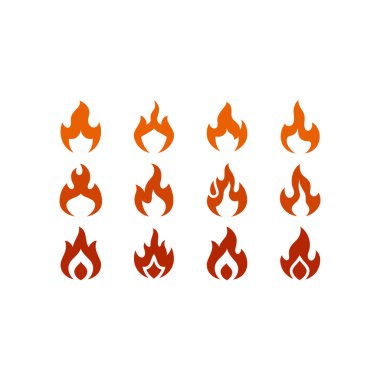 Beyaz arkaplanda izole edilmiş Ateş sembolü Clipart 'ın ikon vektörünü ateşle.