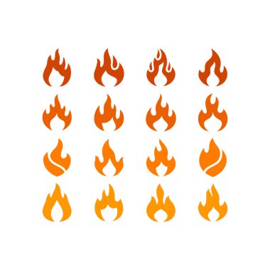 Beyaz arkaplanda izole edilmiş Ateş sembolü Clipart 'ın ikon vektörünü ateşle.