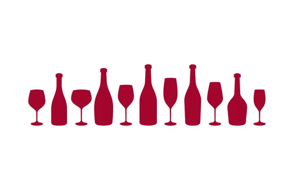 Wine Glass Vector Champagne Bottle Alcohol Symbol Illustrator Whiskey Clipart — Stock Vector