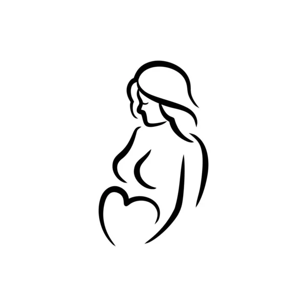Graviditet Kvinnor Älskar Barn Vektor Gravid Mor Älskar Barn Clipart — Stock vektor