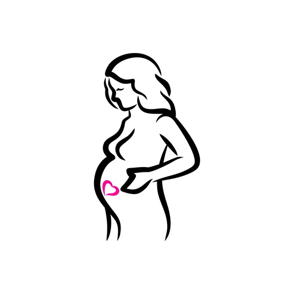Embarazo Mujeres Amor Niños Vector Embarazada Madre Ama Niños Clipart — Vector de stock