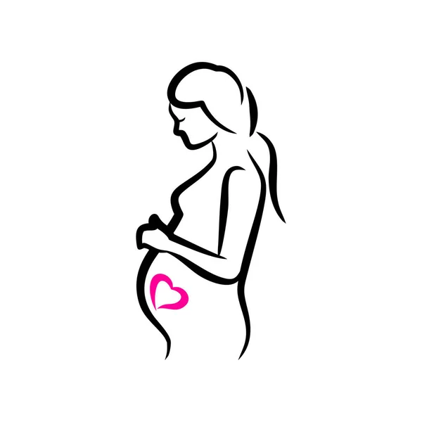Pregnancy Women Love Kids Vector Pregnant Mother Loves Children Clipart — Stock Vector