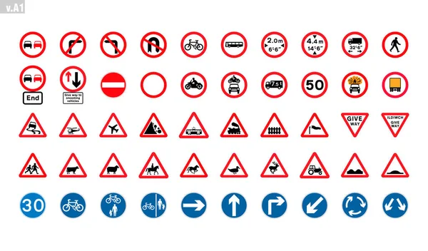 International Road Symbol Vector Road Traffic Signs Badge Clipart — Vettoriale Stock
