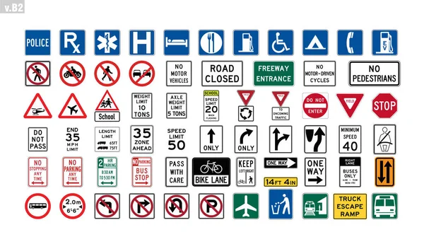 International Road Symbol Vector Road Traffic Signs Badge Clipart — Stock Vector