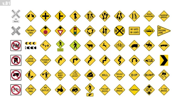 International Road Symbol Vector Road Traffic Signs Badge Clipart — Stock Vector