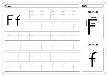 İz sürme Harfi F el yazısı çalışma tablosu vektörünü izle