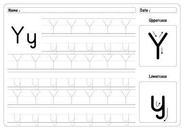 İzleme Harfi Y el yazısı çalışma tablosunun çalışma tablosu vektörünü izle