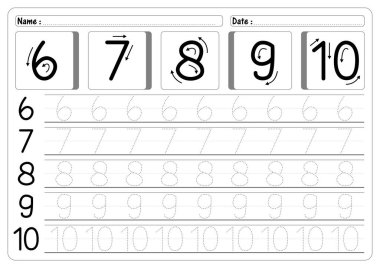 Çocuk Çalışma Kağıtları için 5-10 numara