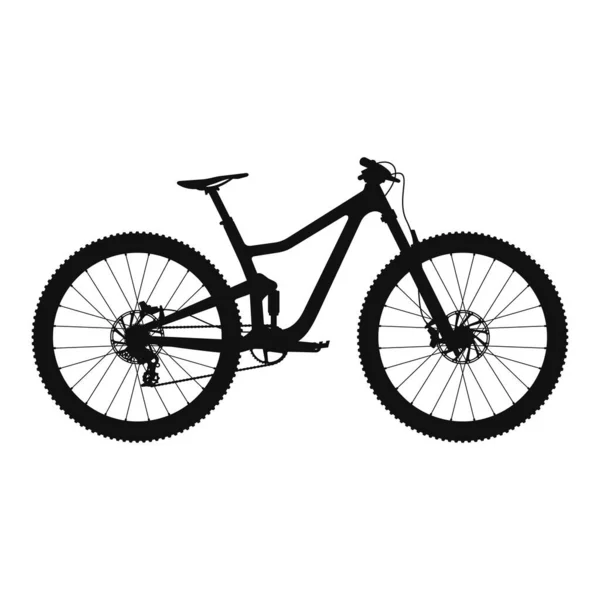Mtb dağ bisikletinin silüet tasarımı çizim çizim vektörü yokuş aşağı.